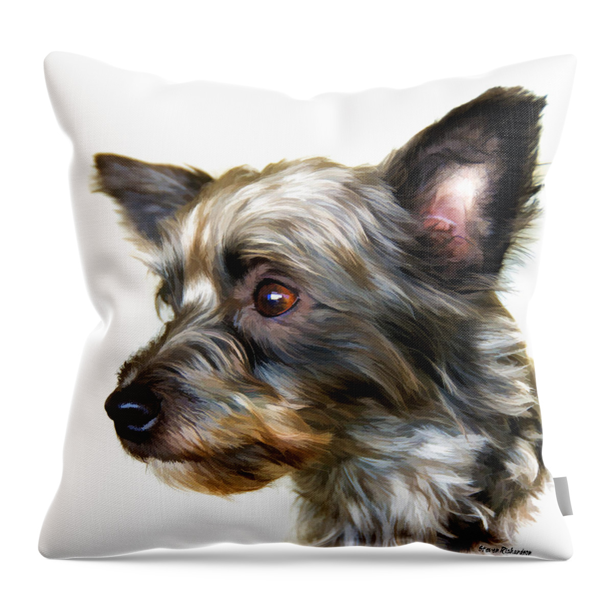 Dog Throw Pillow featuring the painting Scooter by Steven Richardson