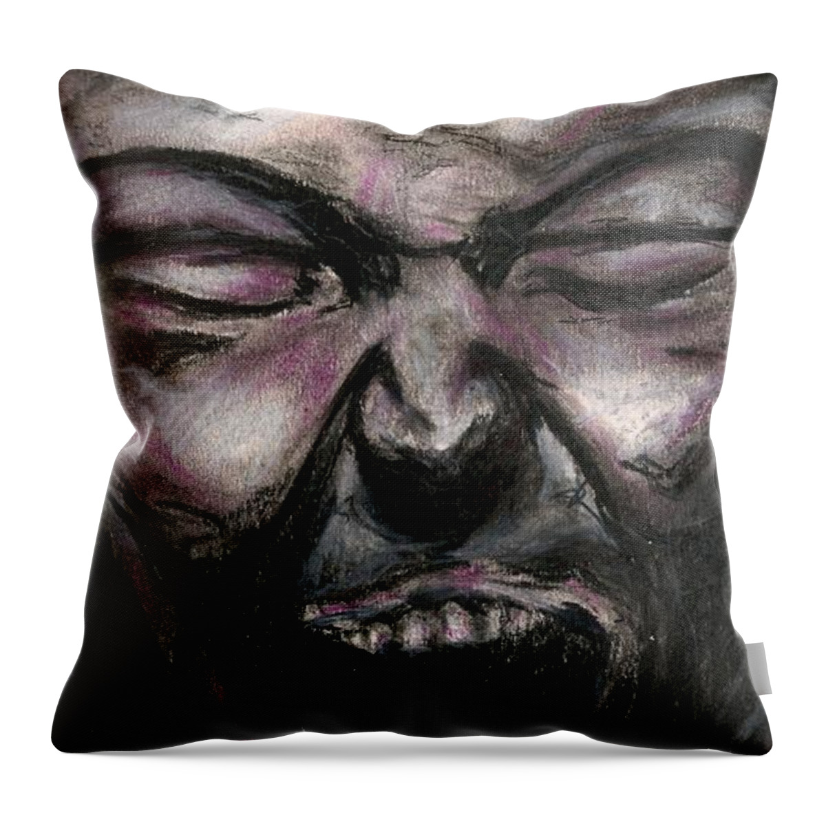 Drawing Throw Pillow featuring the drawing Scream by Gustavo Ramirez
