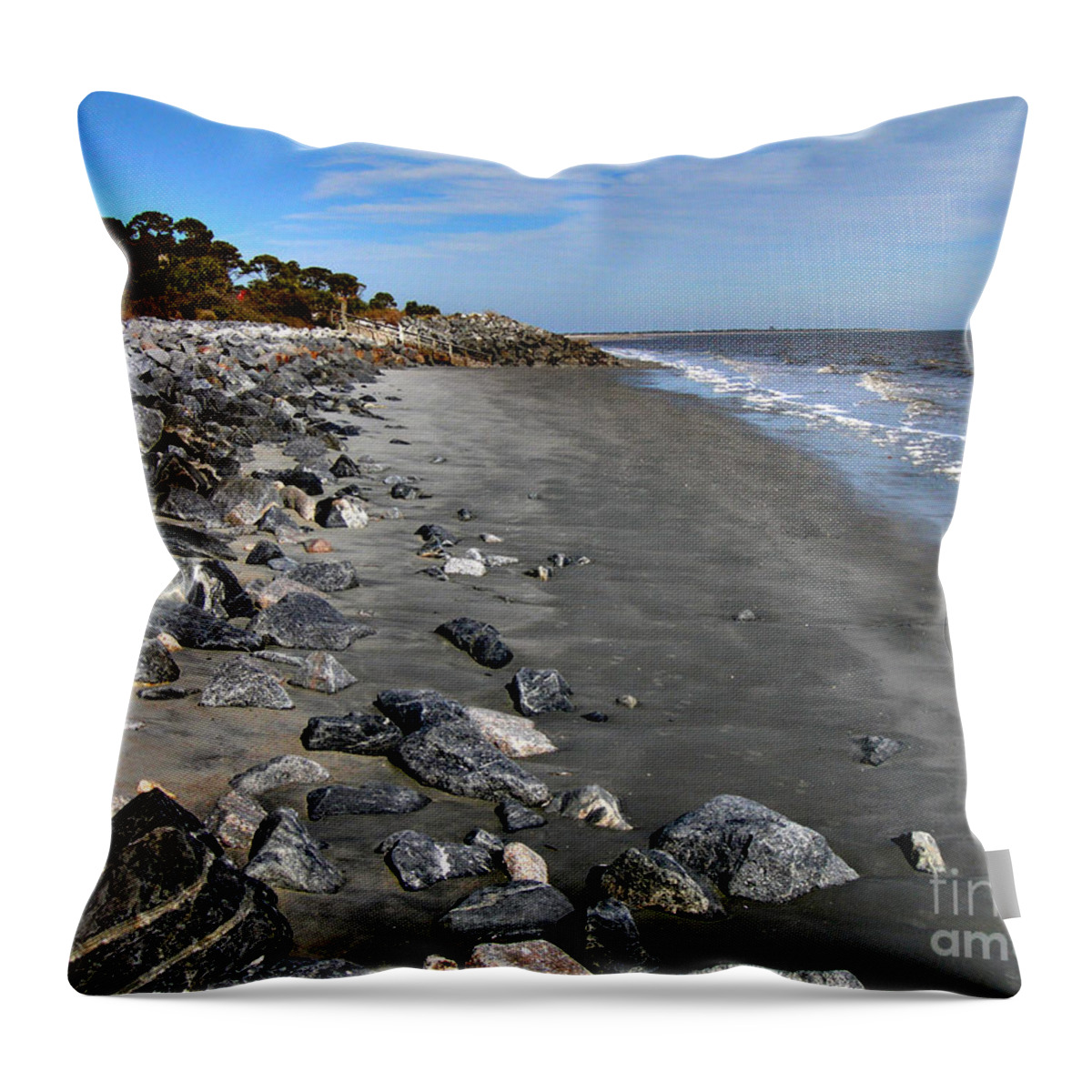 Beach Throw Pillow featuring the painting Sea Island Beach Georgia by Audrey Peaty