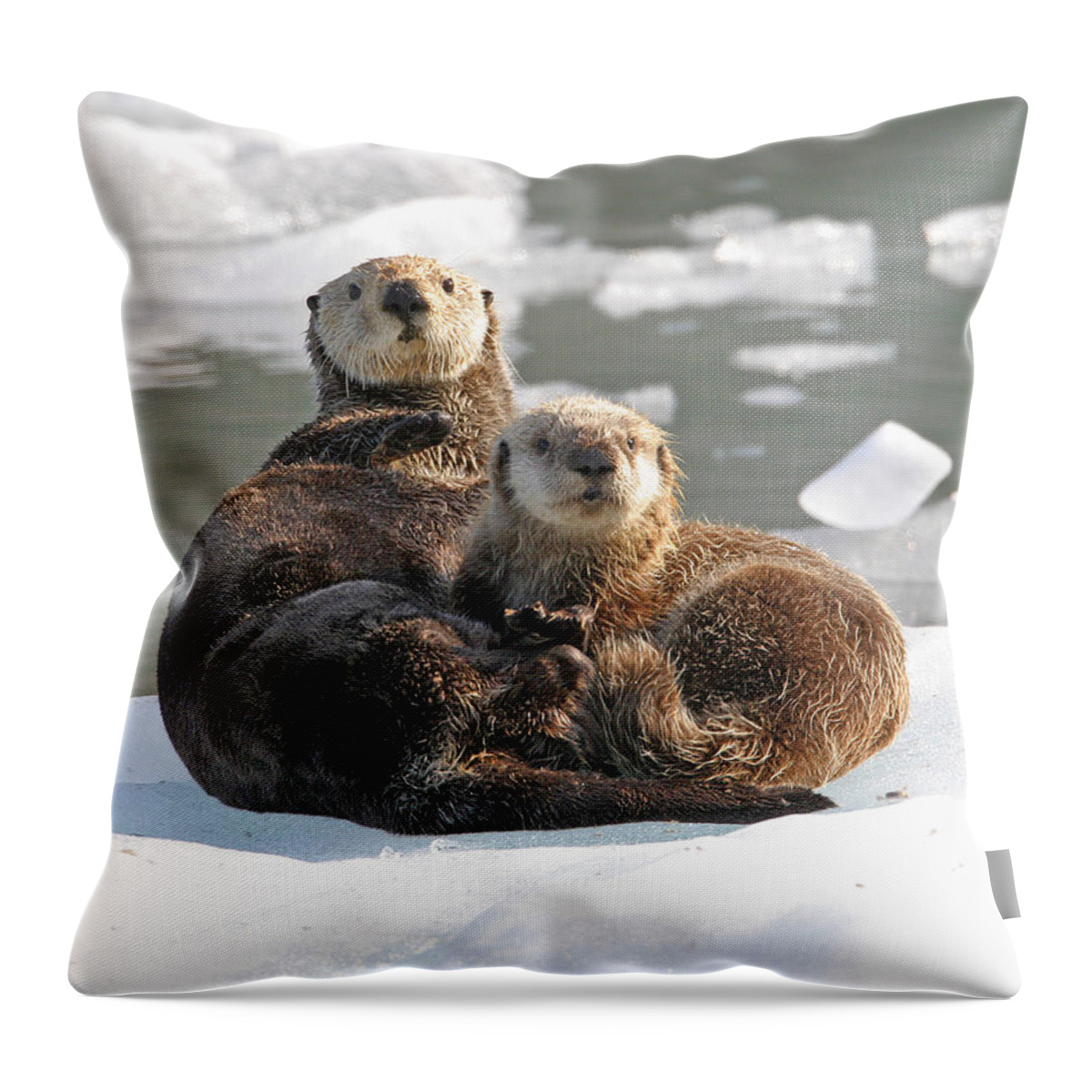 Flpa Throw Pillow featuring the photograph Sea Otter Enhydra Lutris Female by Michael Gore