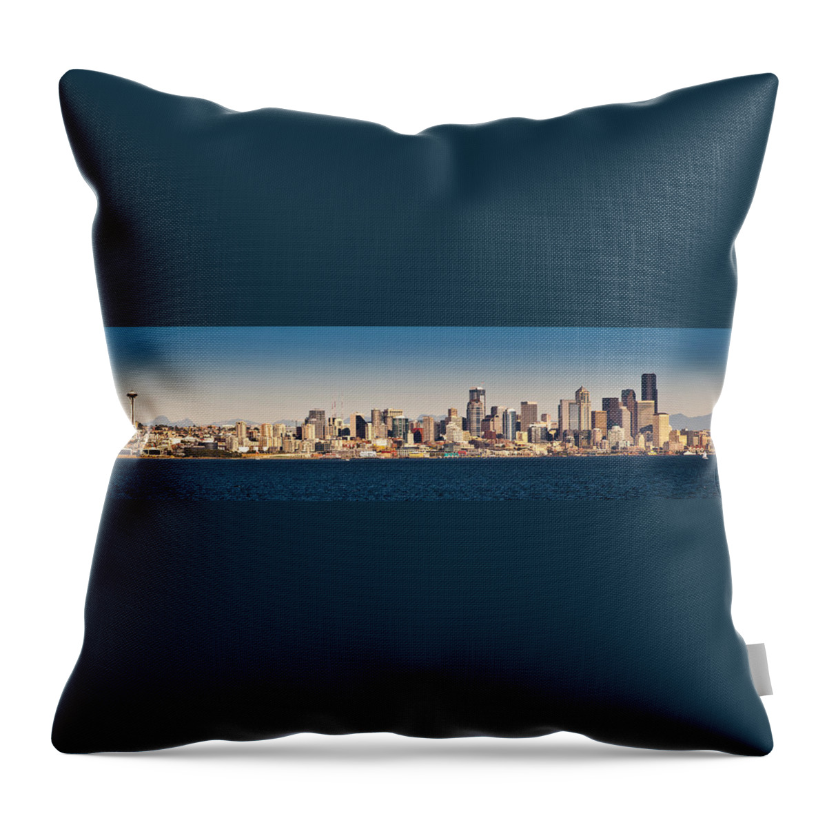 Seattle Throw Pillow featuring the photograph Seattle Cityscape Panorama by Niels Nielsen