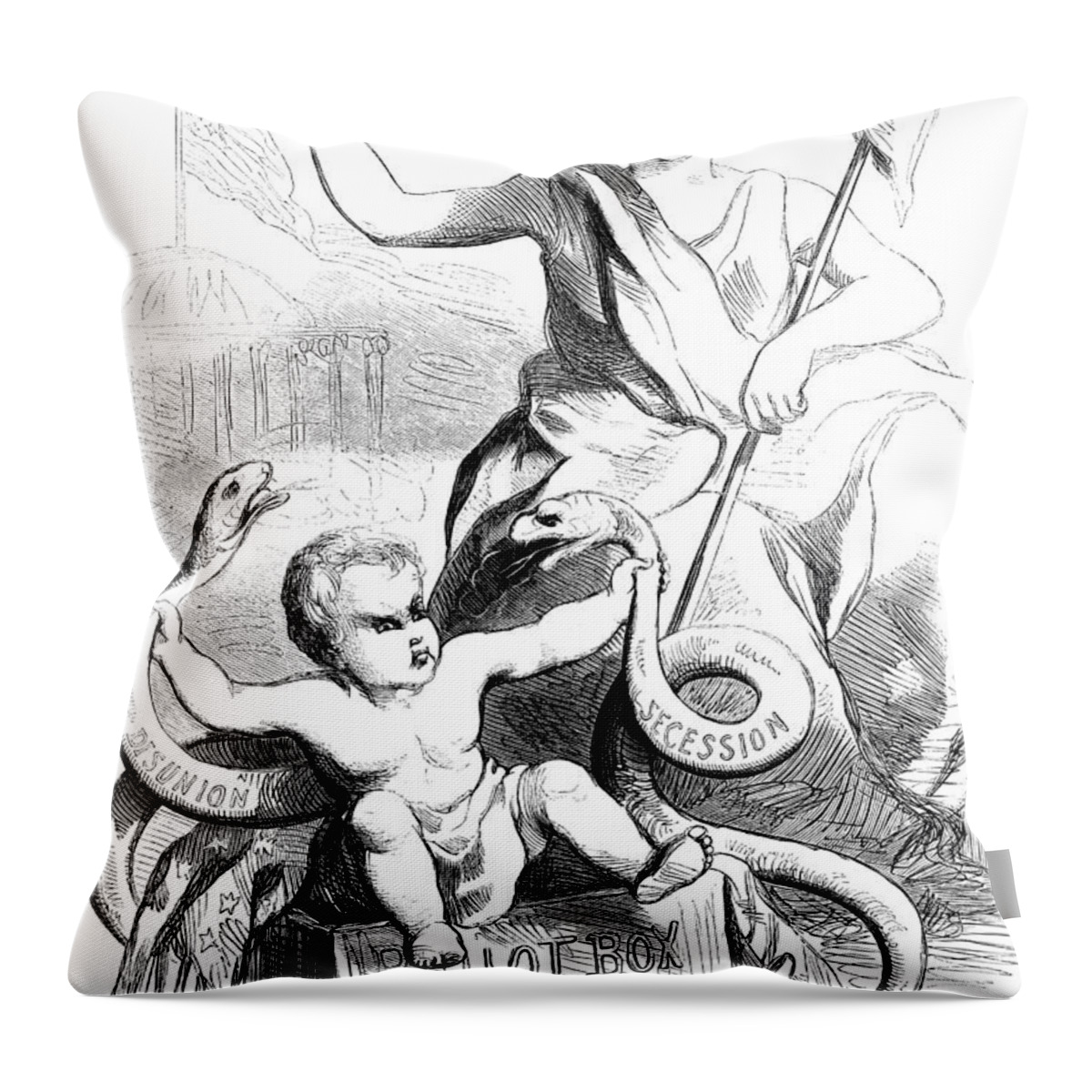 1860 Throw Pillow featuring the photograph Secession Cartoon, 1860 by Granger