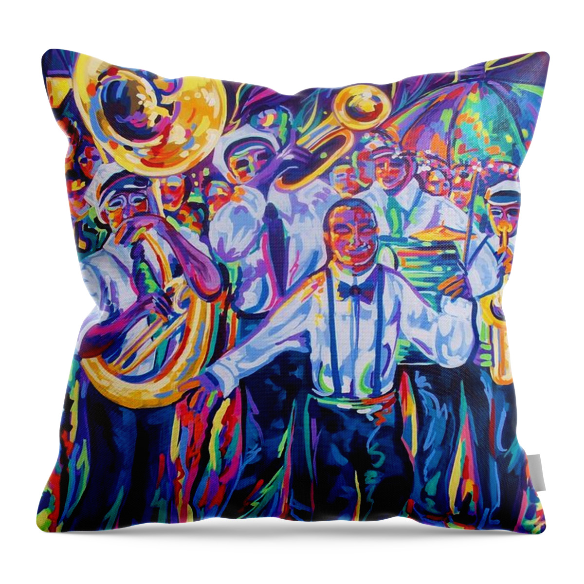 New Orleans Throw Pillow featuring the painting New Orleans Second Line by Elaine Cummins