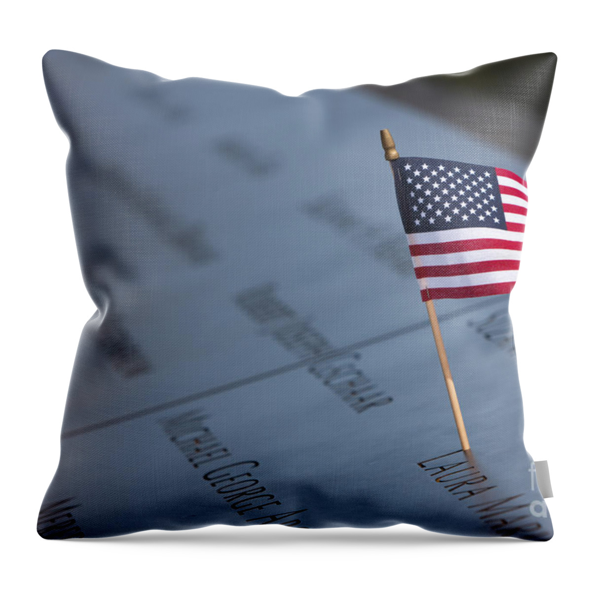 Clarence Holmes Throw Pillow featuring the photograph September 11 Memorial Flag II by Clarence Holmes
