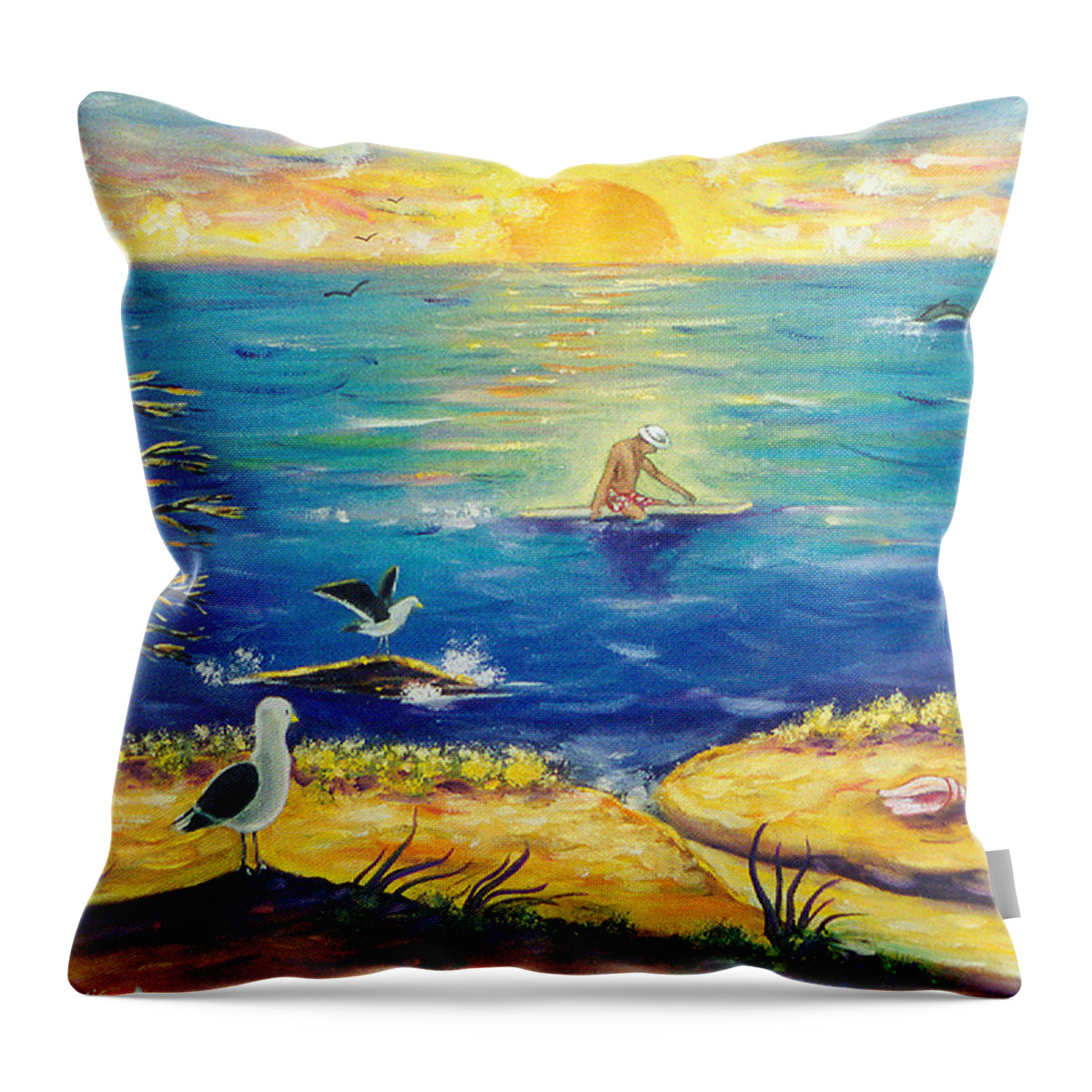 Serenity Throw Pillow featuring the painting Serenity by Diana Haronis