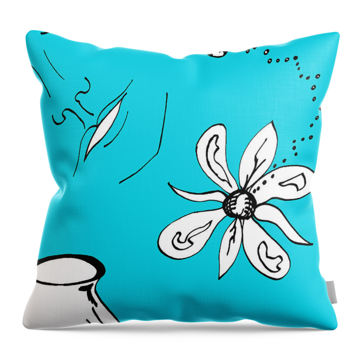 Contemplation Throw Pillow featuring the mixed media Serenity in Blue by Mary Mikawoz