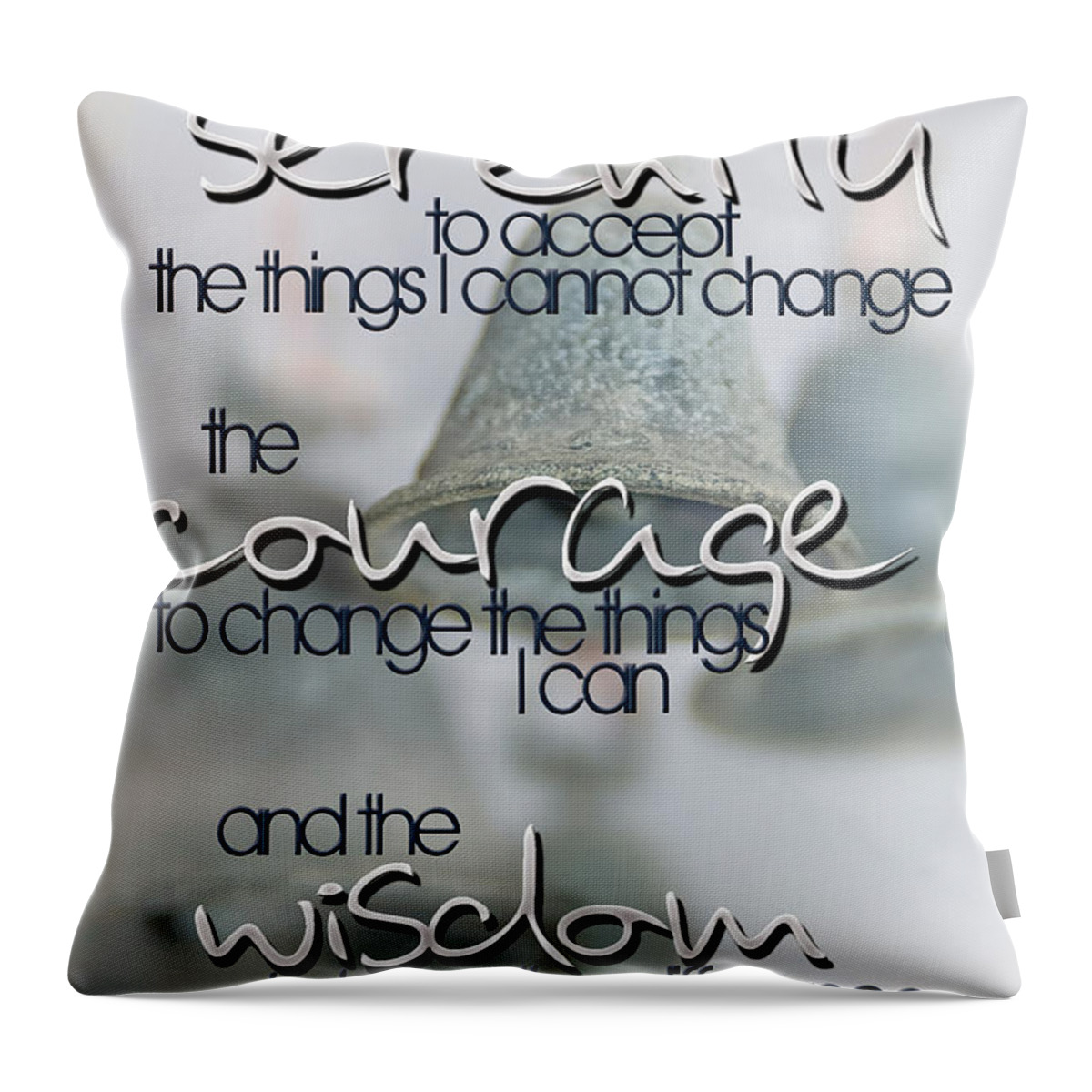 Serenity Prayer Throw Pillow featuring the photograph Serenity Prayer with Bells by Vicki Ferrari