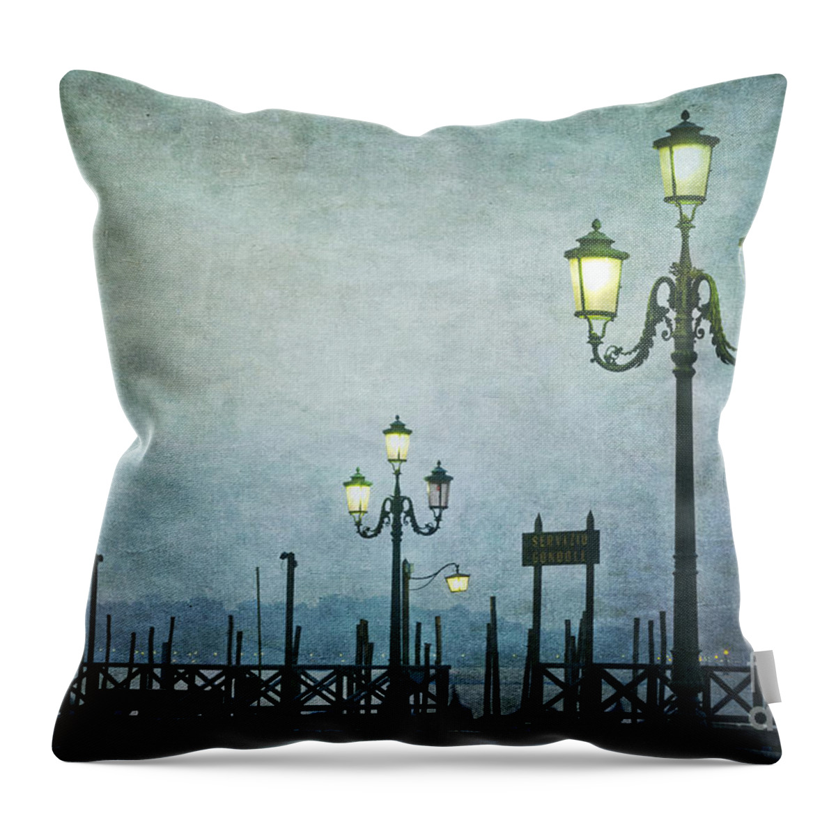 Venice Throw Pillow featuring the Servizio Gondole by Marion Galt