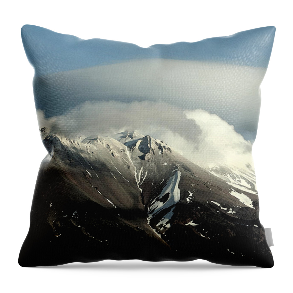Mt.shasta Throw Pillow featuring the digital art Shasta Lenticular 2 by Holly Ethan