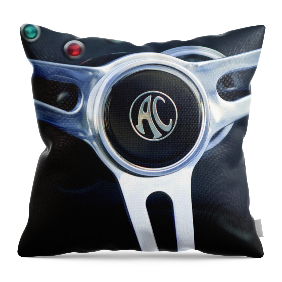 Shelby Ac Cobra Throw Pillow featuring the photograph Shelby AC Cobra Steering Wheel 4 by Jill Reger
