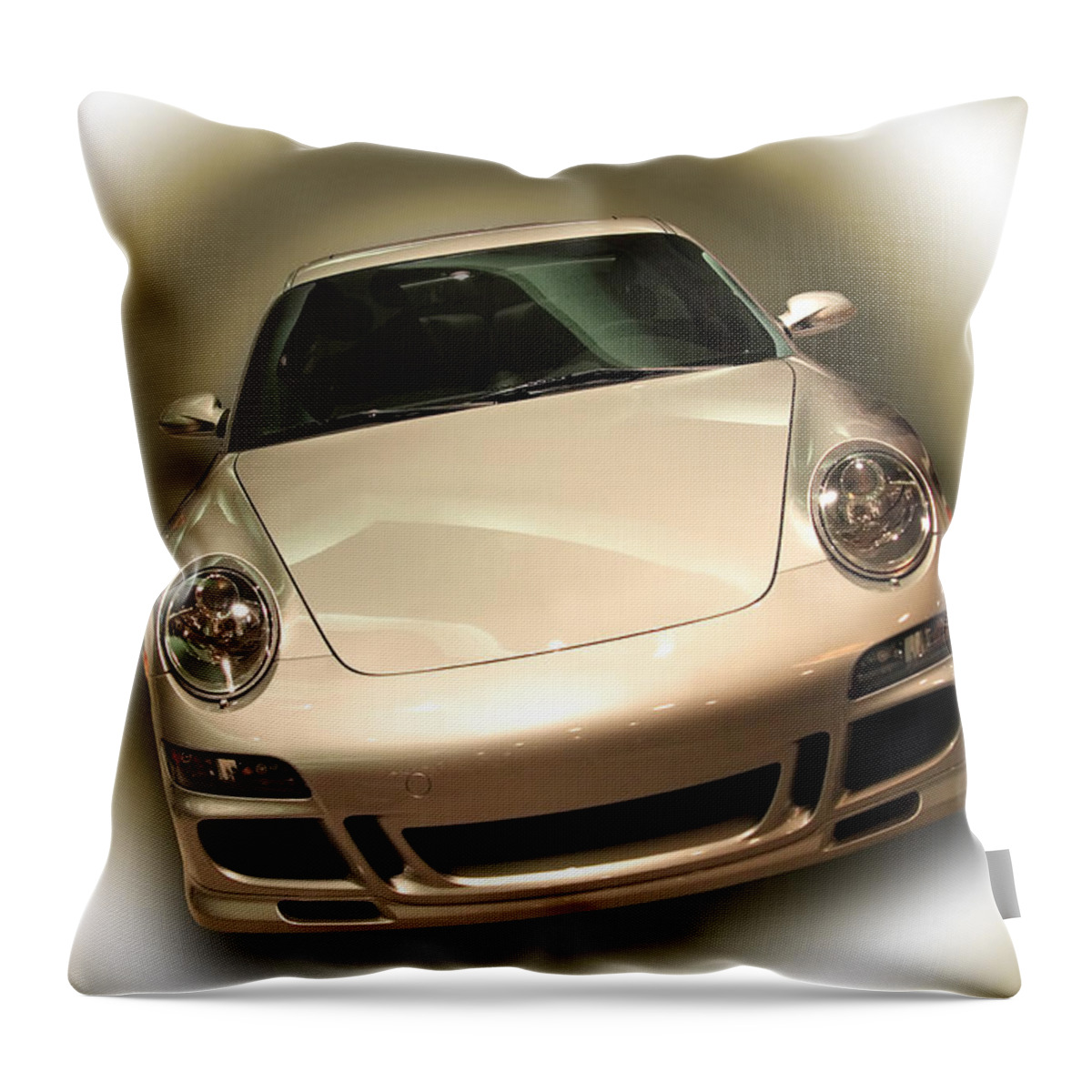 Sporty Throw Pillow featuring the photograph Shiny new car with fancy background by Cindy Haggerty