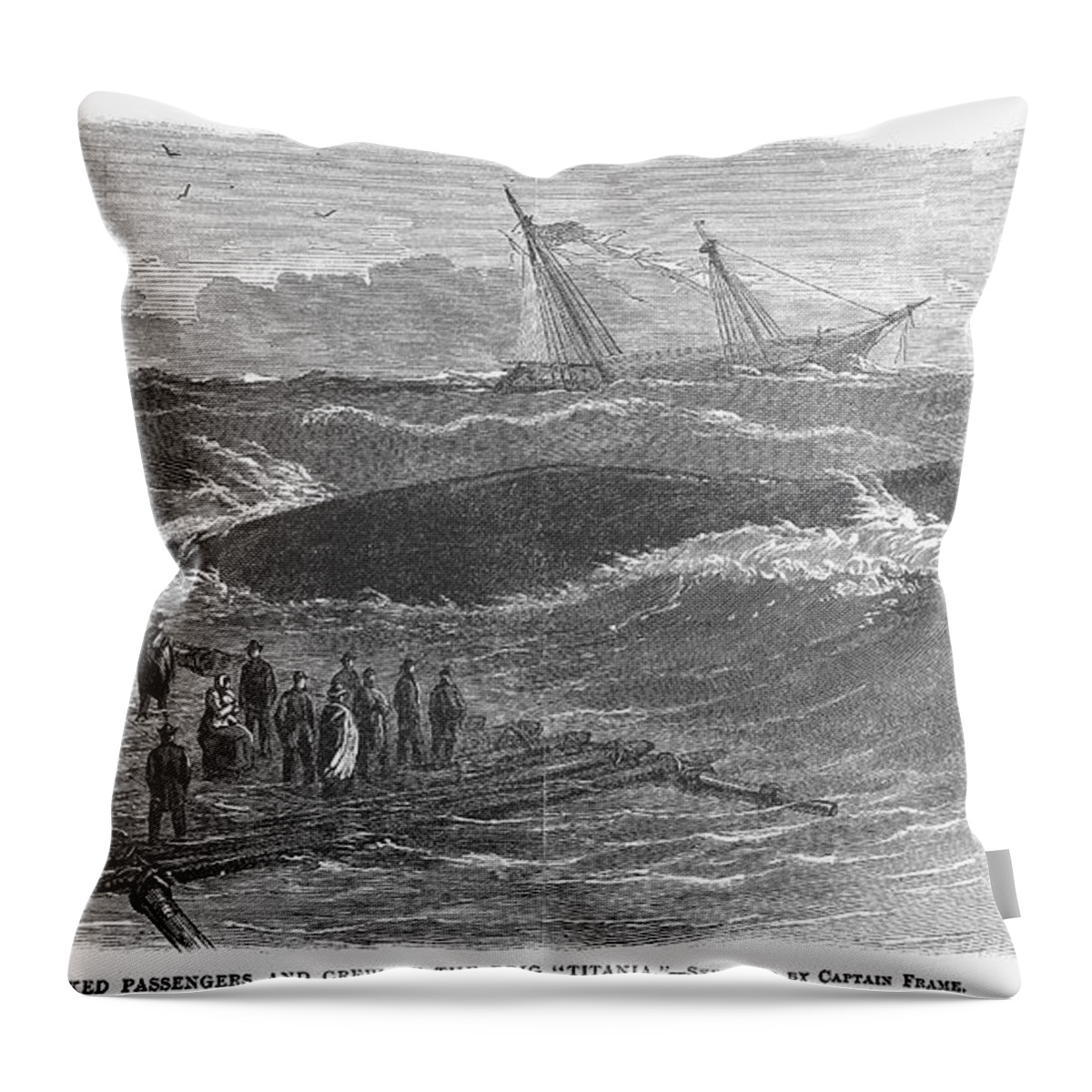 1866 Throw Pillow featuring the photograph SHIPWRECK, c1866 by Granger