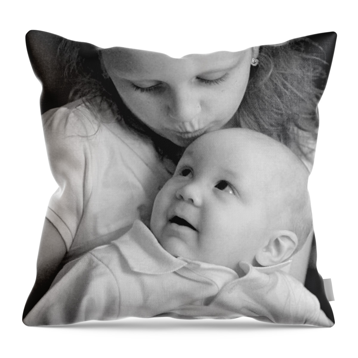 Portraits Throw Pillow featuring the photograph Sibling Love by Lisa Phillips