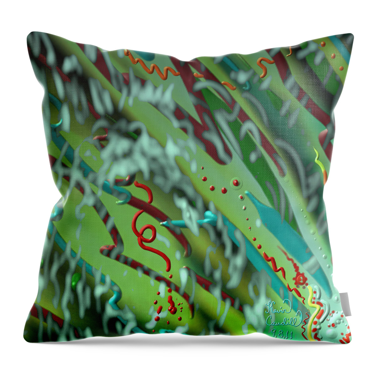 Waves Throw Pillow featuring the mixed media Signs Of Life by Kevin Caudill