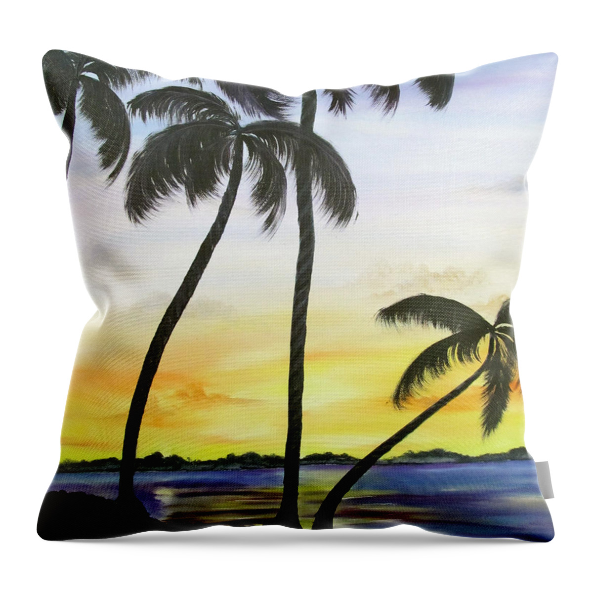 Beach Throw Pillow featuring the painting Silhouette by Gloria E Barreto-Rodriguez