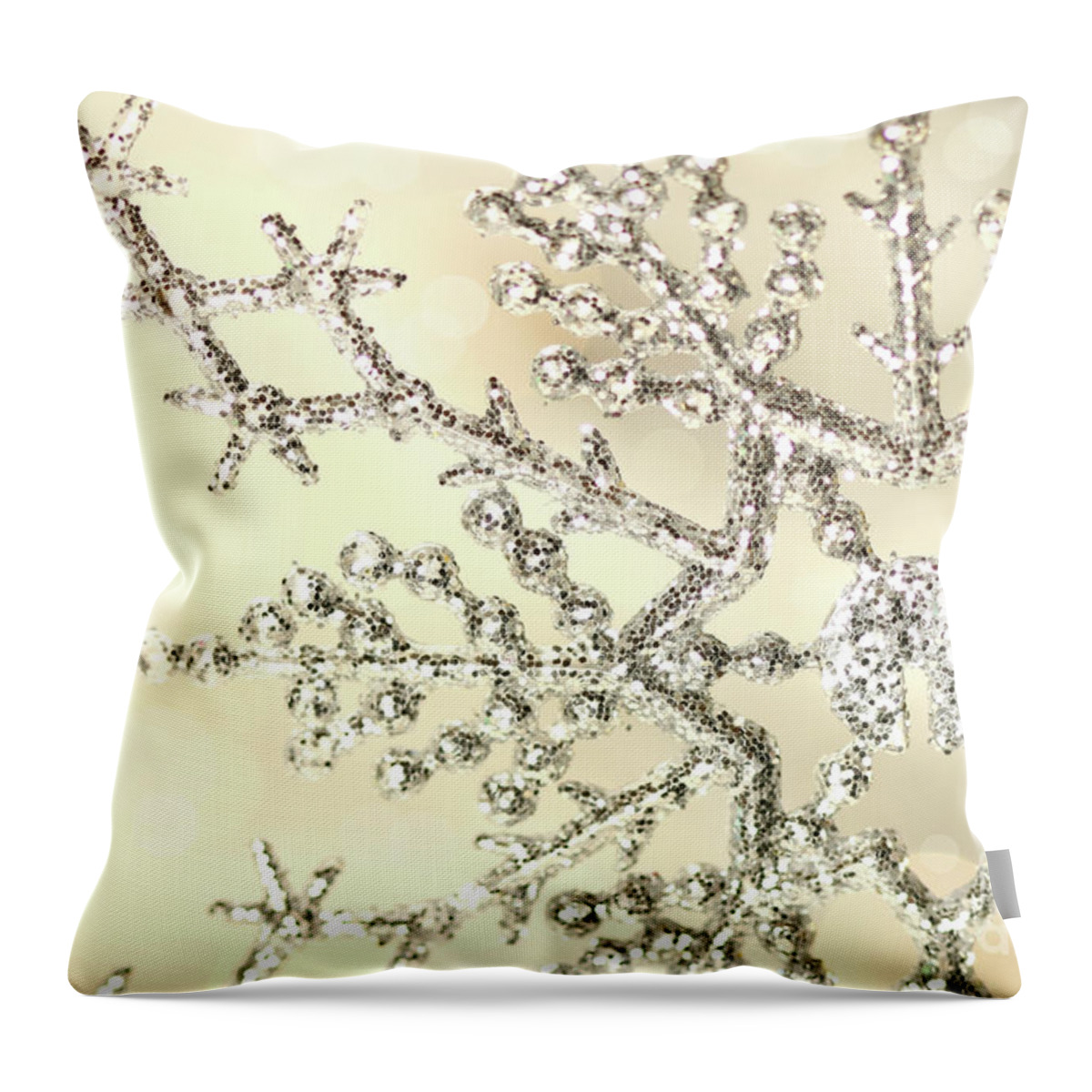 Background Throw Pillow featuring the photograph Silver snowflake by Sandra Cunningham