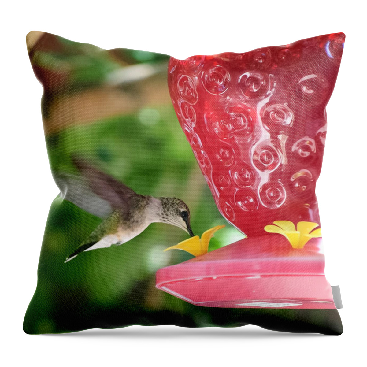 Hummingbird Throw Pillow featuring the photograph Hummingbird Sipping by Diego Re