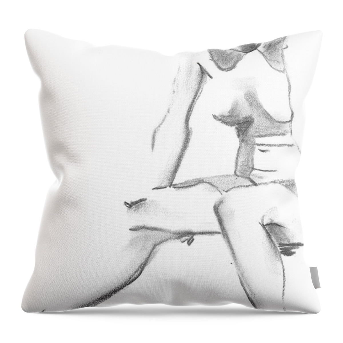 Sitting Throw Pillow featuring the drawing Sitting by Marica Ohlsson