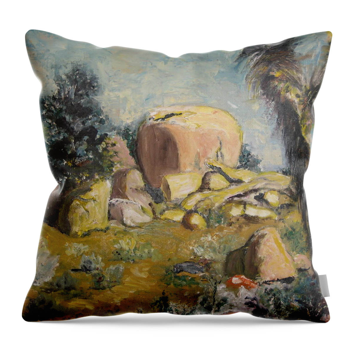 Desert Throw Pillow featuring the painting Skull Head by Barbara Prestridge