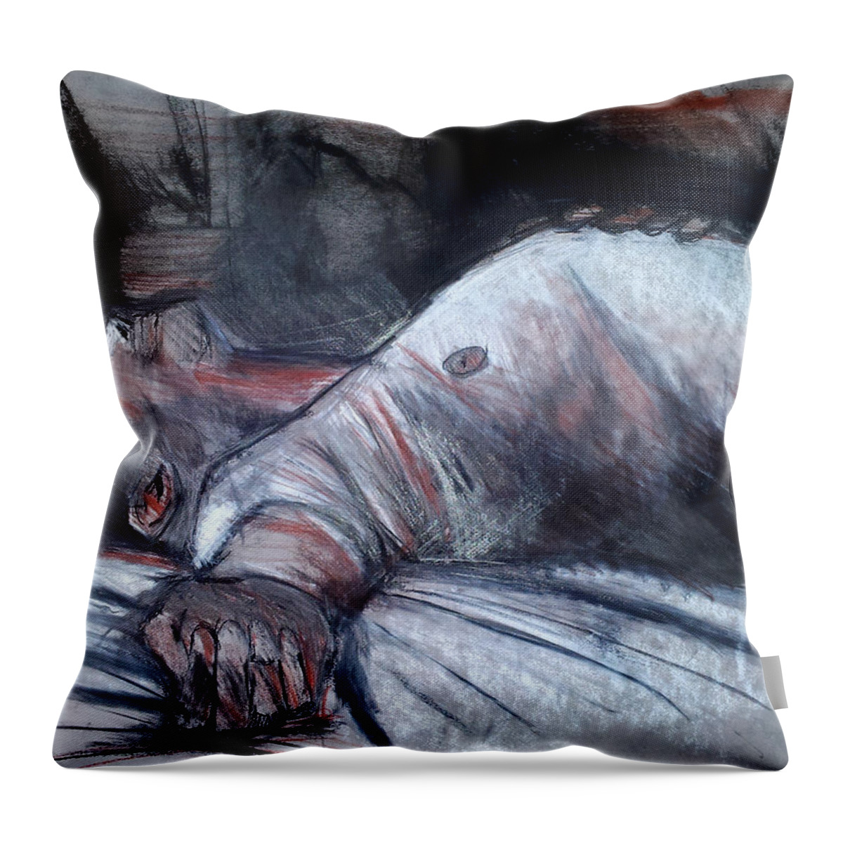  Throw Pillow featuring the drawing Sleep by John Gholson