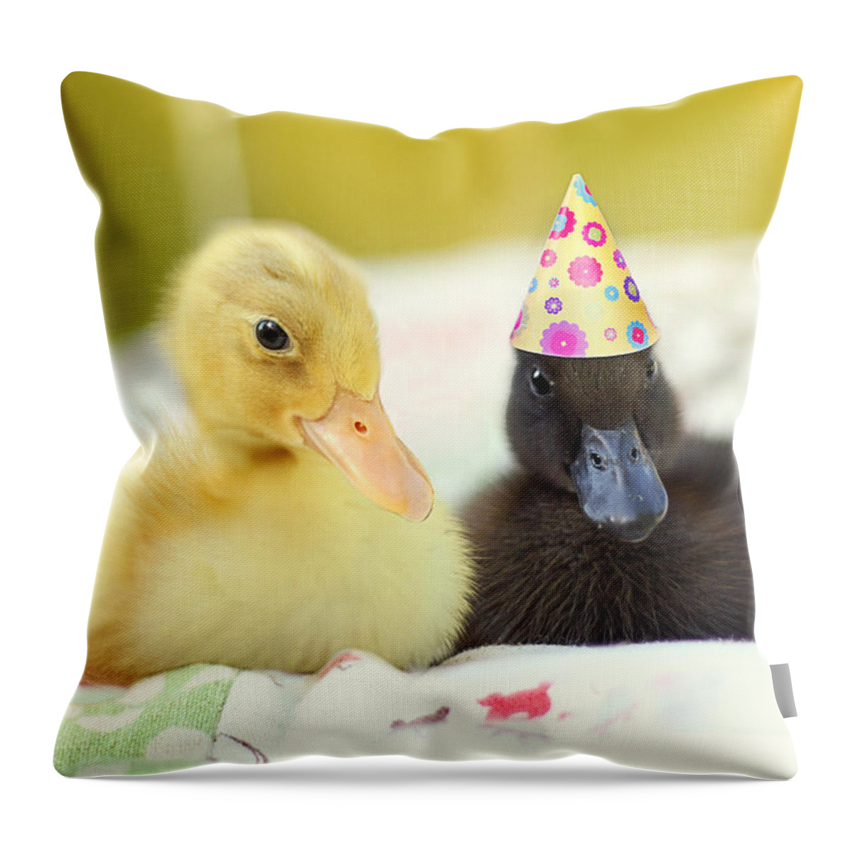 Duckling Photography Throw Pillow featuring the photograph Slumber Party by Amy Tyler