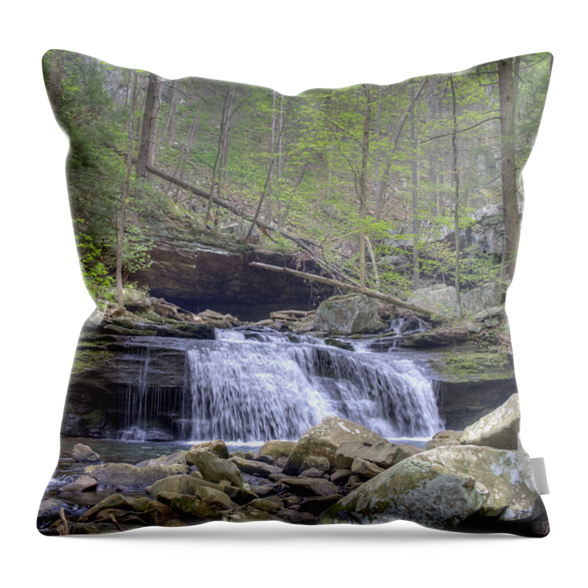Waterfall Throw Pillow featuring the photograph Small Waterfall by David Troxel