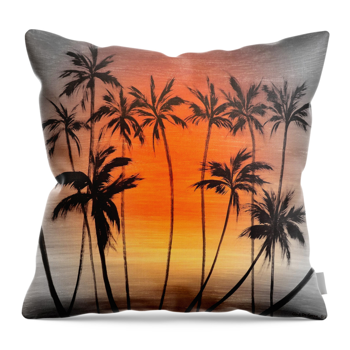 Sunset Throw Pillow featuring the painting Smooth Jazz 22 by Gina De Gorna