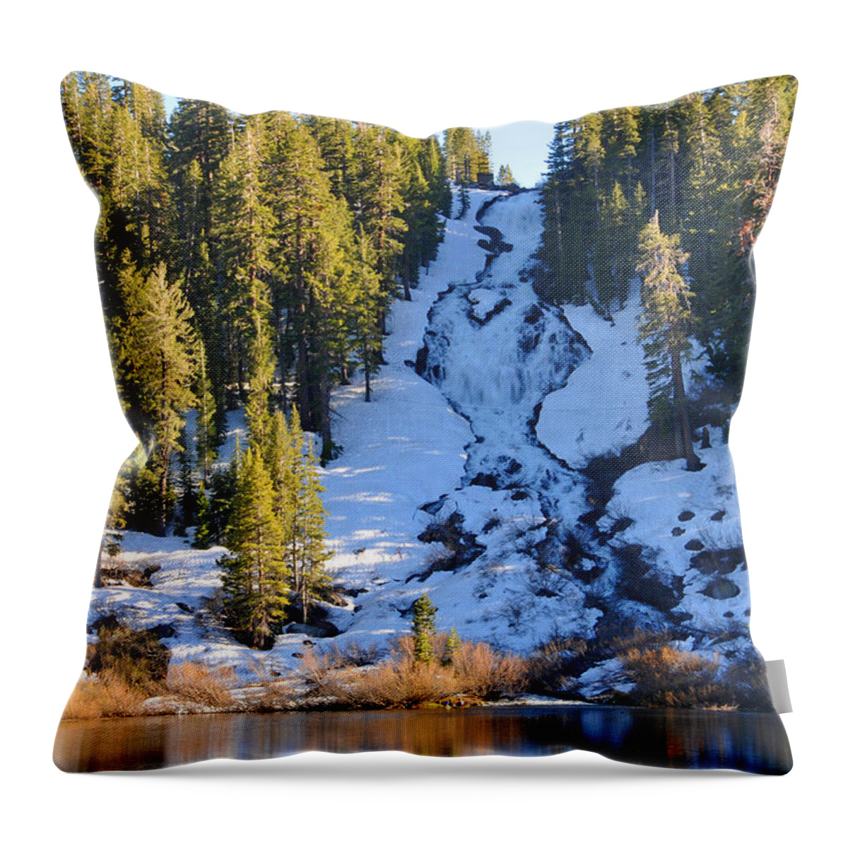 Waterfall Throw Pillow featuring the photograph Snowy Heart Falls by Lynn Bauer