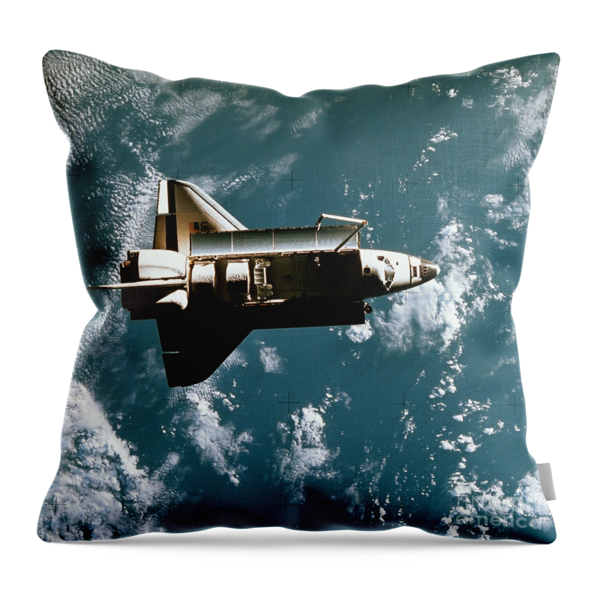 Color Image Throw Pillow featuring the photograph Space Shuttle In Space by Stocktrek Images