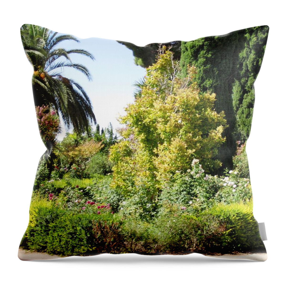 Granada Throw Pillow featuring the photograph Spanish Garden by John Shiron