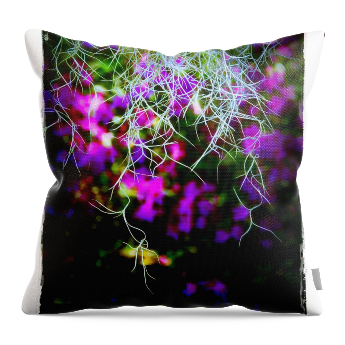 Spanish Throw Pillow featuring the photograph Spanish Moss and Azaleas by Judi Bagwell