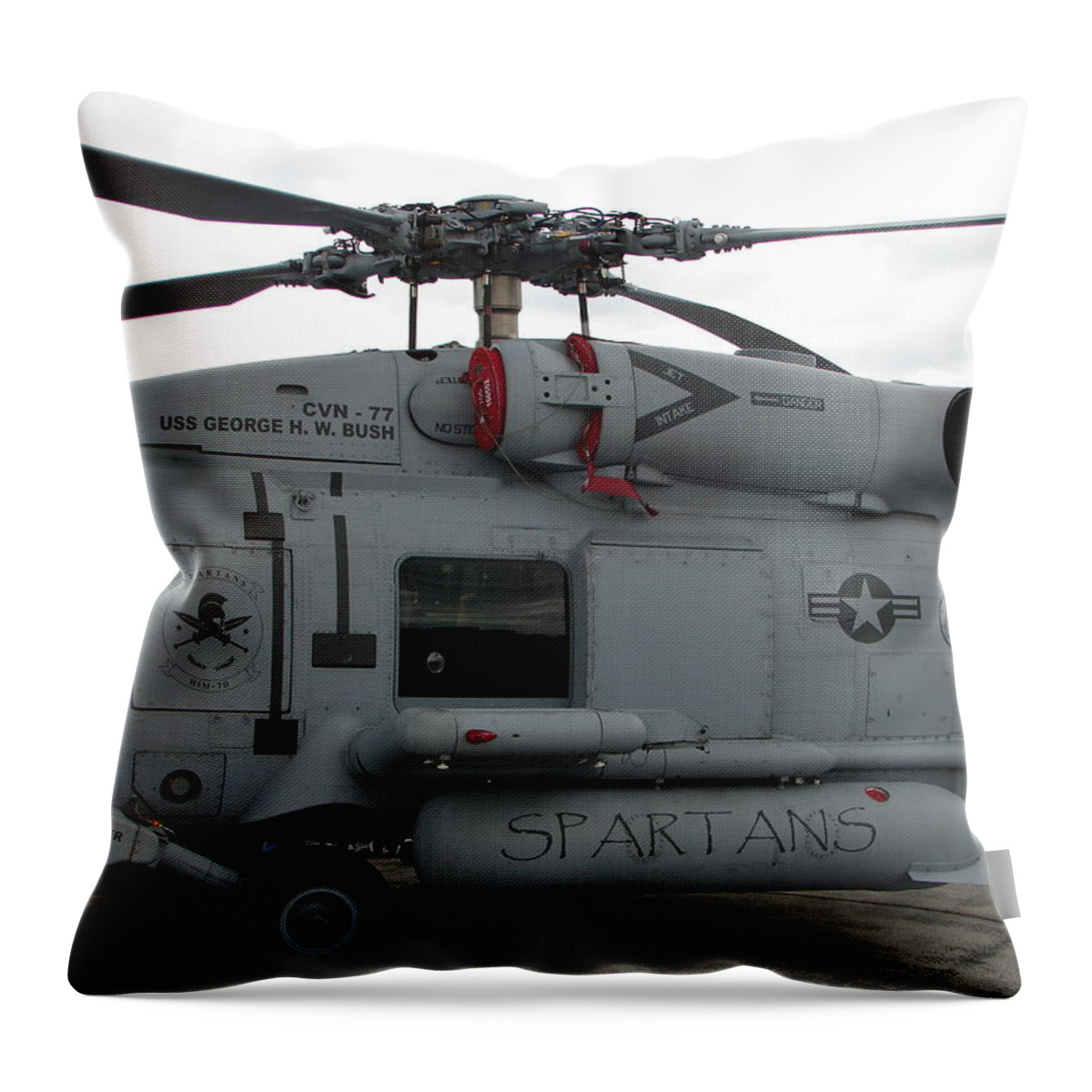 Helicoper Throw Pillow featuring the photograph Spartans by Randy J Heath