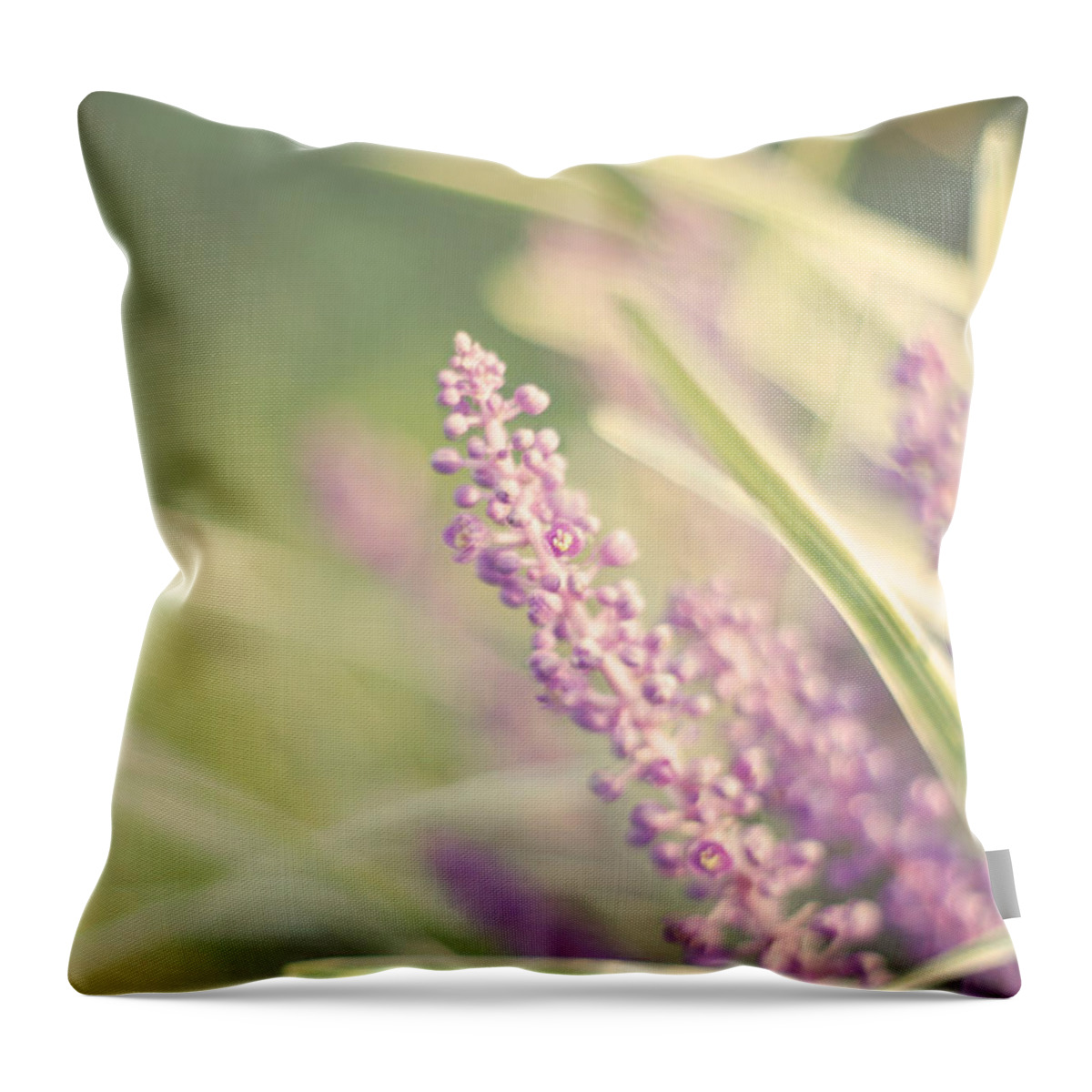 Soft Purple Flower Photography Throw Pillow featuring the photograph Speak Softly by Amy Tyler