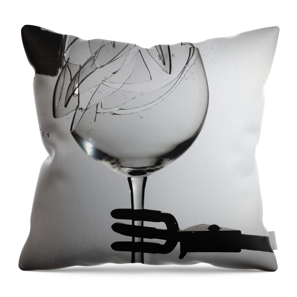 Physics Throw Pillow featuring the photograph Speaker Breaking A Glass With Sound by Ted Kinsman