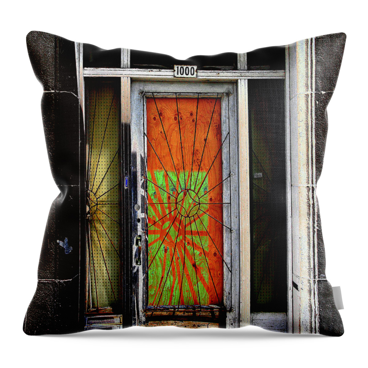 Unusual Doorway Throw Pillow featuring the photograph Spider Door by Burney Lieberman