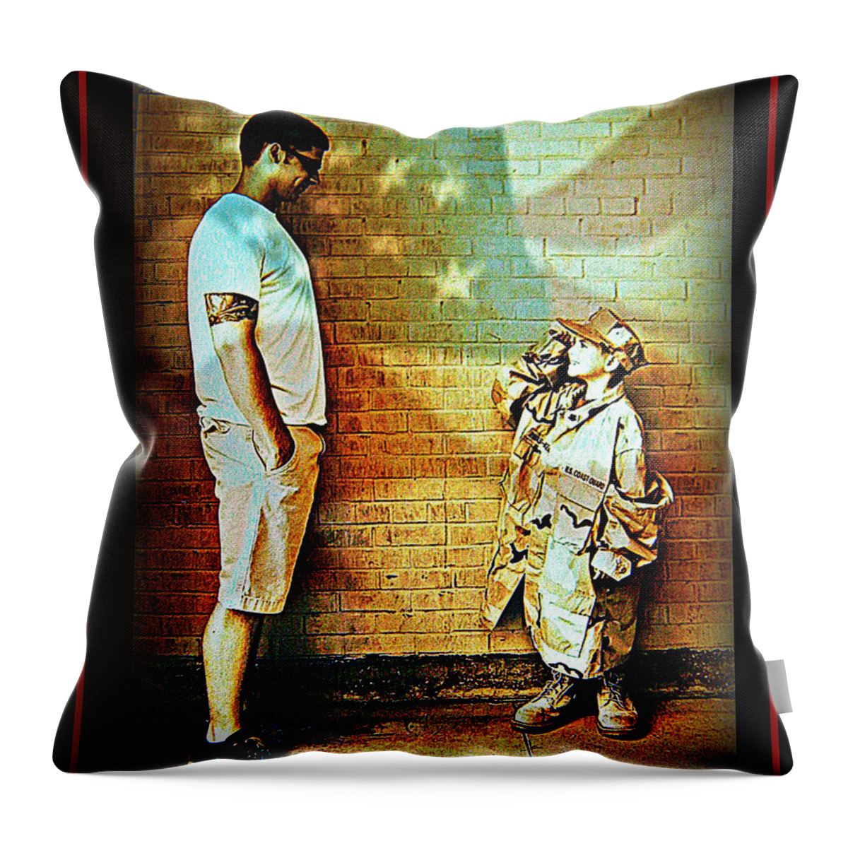 America Throw Pillow featuring the photograph Spirit of Freedom - Soldier and Son by Leslie Revels