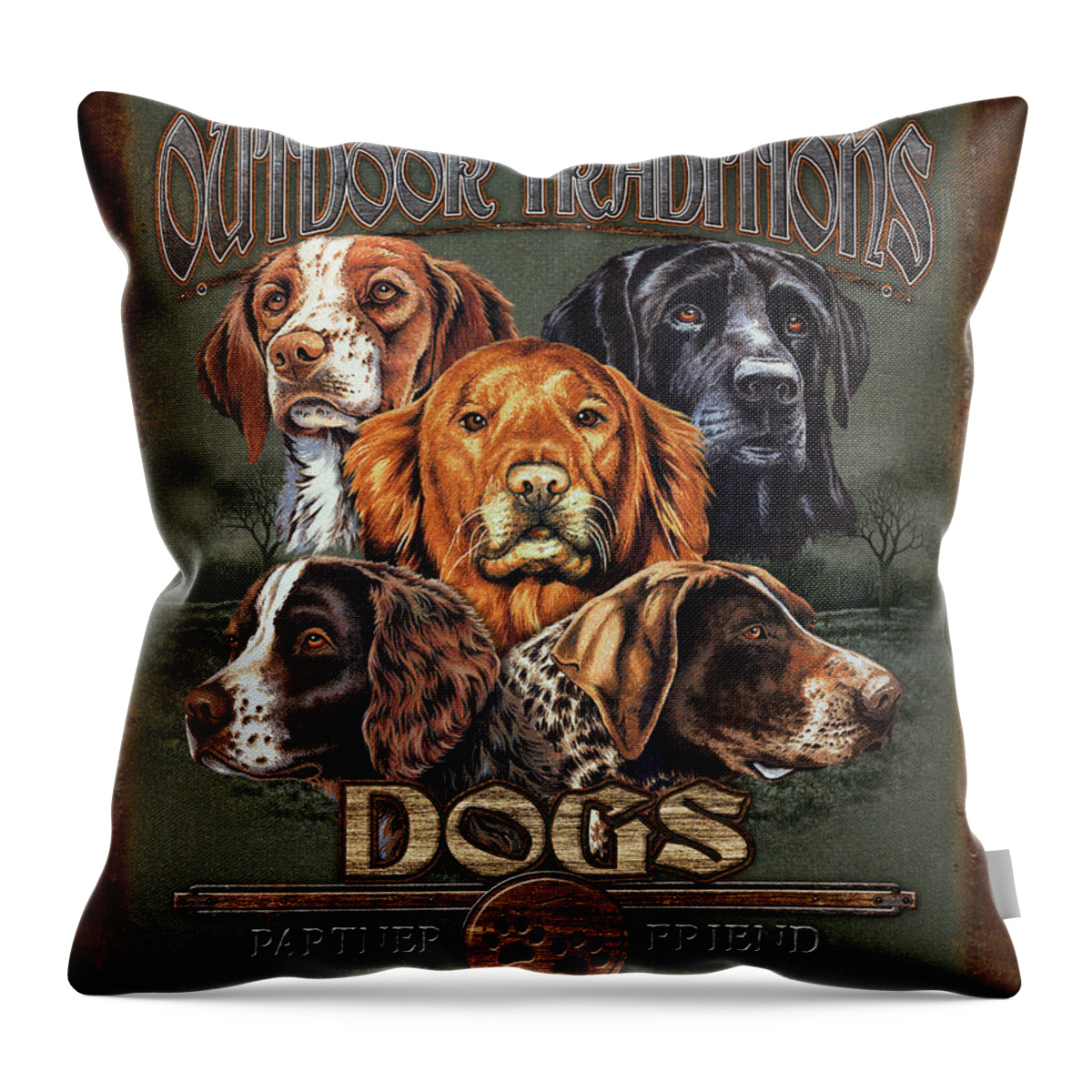 Robert Schmidt Throw Pillow featuring the painting Sporting Dog Traditions by JQ Licensing