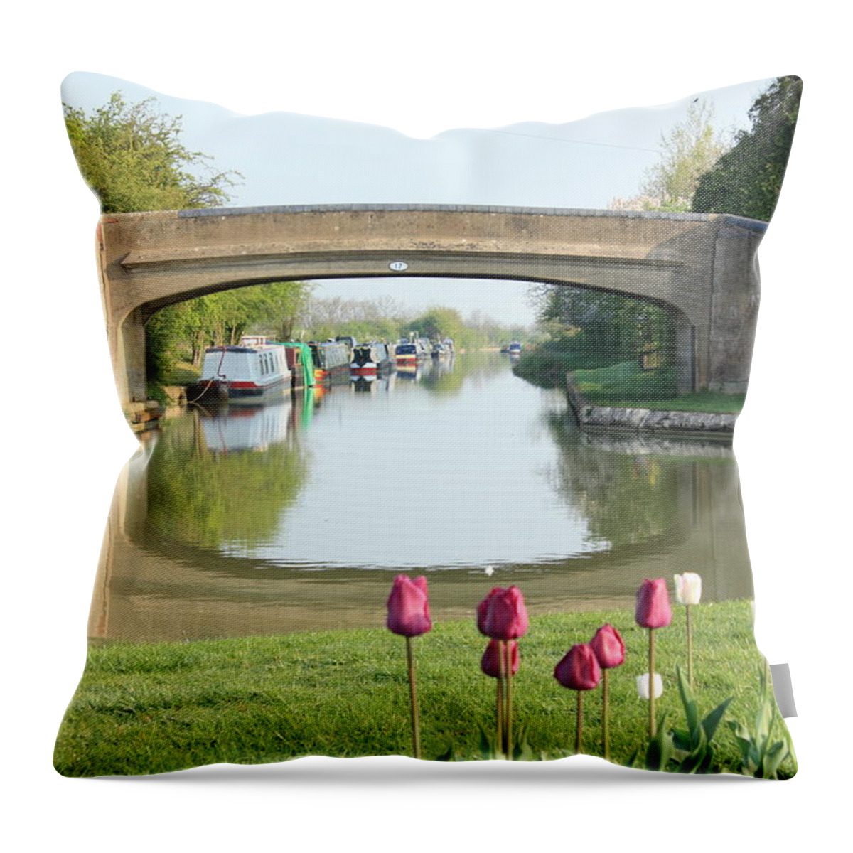 Inland Waterways Throw Pillow featuring the photograph Spring on The Oxford Canal by Linsey Williams