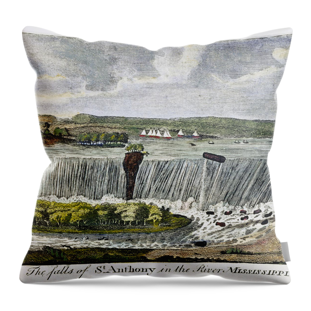 18th Century Throw Pillow featuring the photograph St. Anthony Falls, Mn by Granger