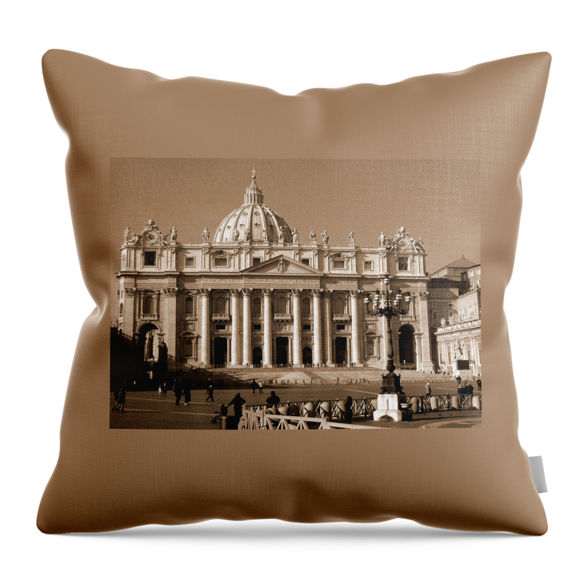 Sepia Throw Pillow featuring the photograph St. Peter's Basilica by Donna Corless