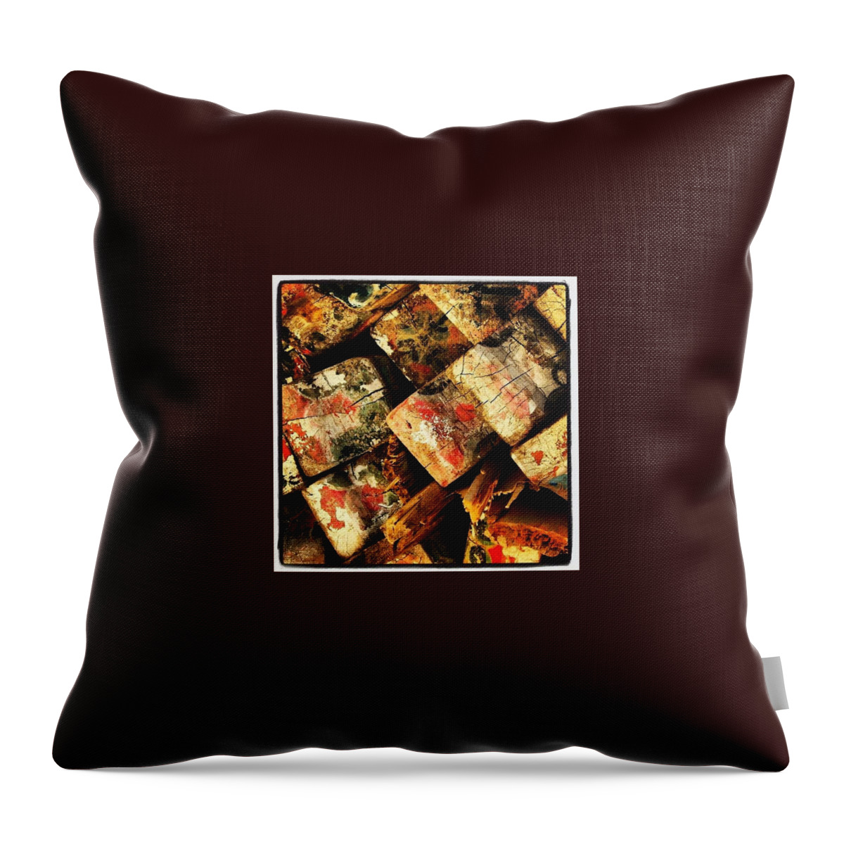 Hkellex13 Throw Pillow featuring the photograph Stacked Temple Beams by Lorelle Phoenix