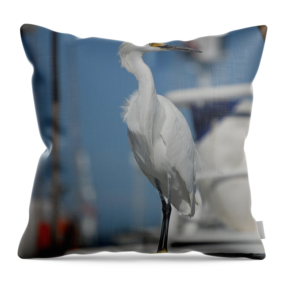 Great White Egret Throw Pillow featuring the photograph Standing Tall by Susan Stevens Crosby