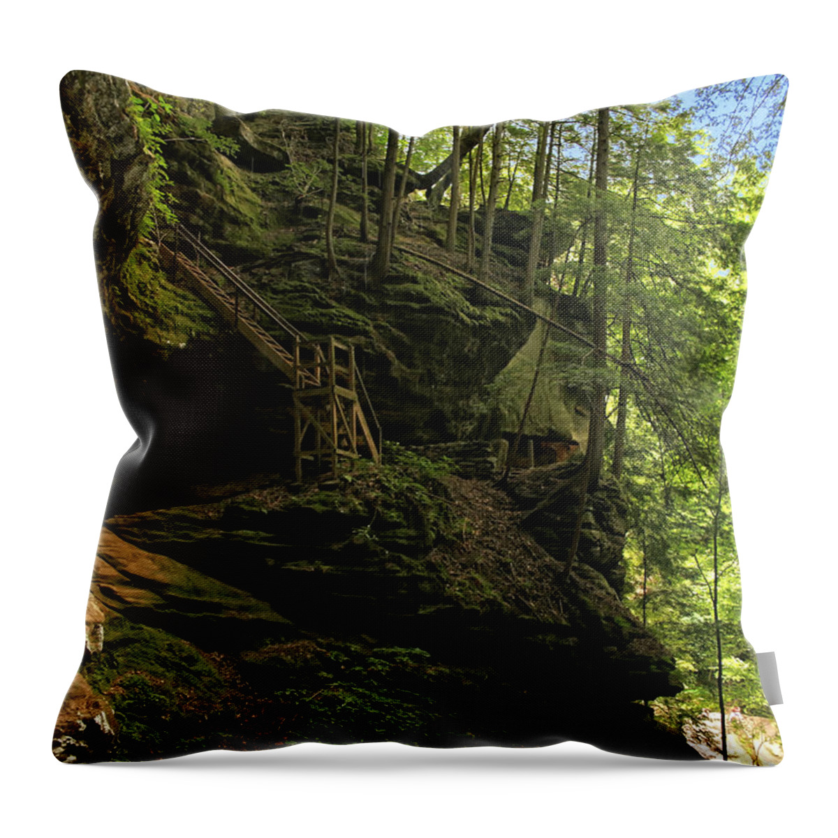 Steps Throw Pillow featuring the photograph Steps On The Rocks by Richard Gregurich