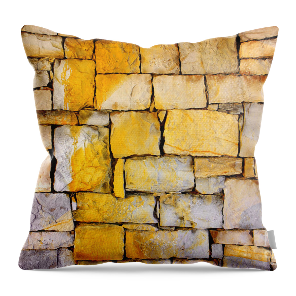 Abstract Throw Pillow featuring the photograph Stone Wall by Carlos Caetano