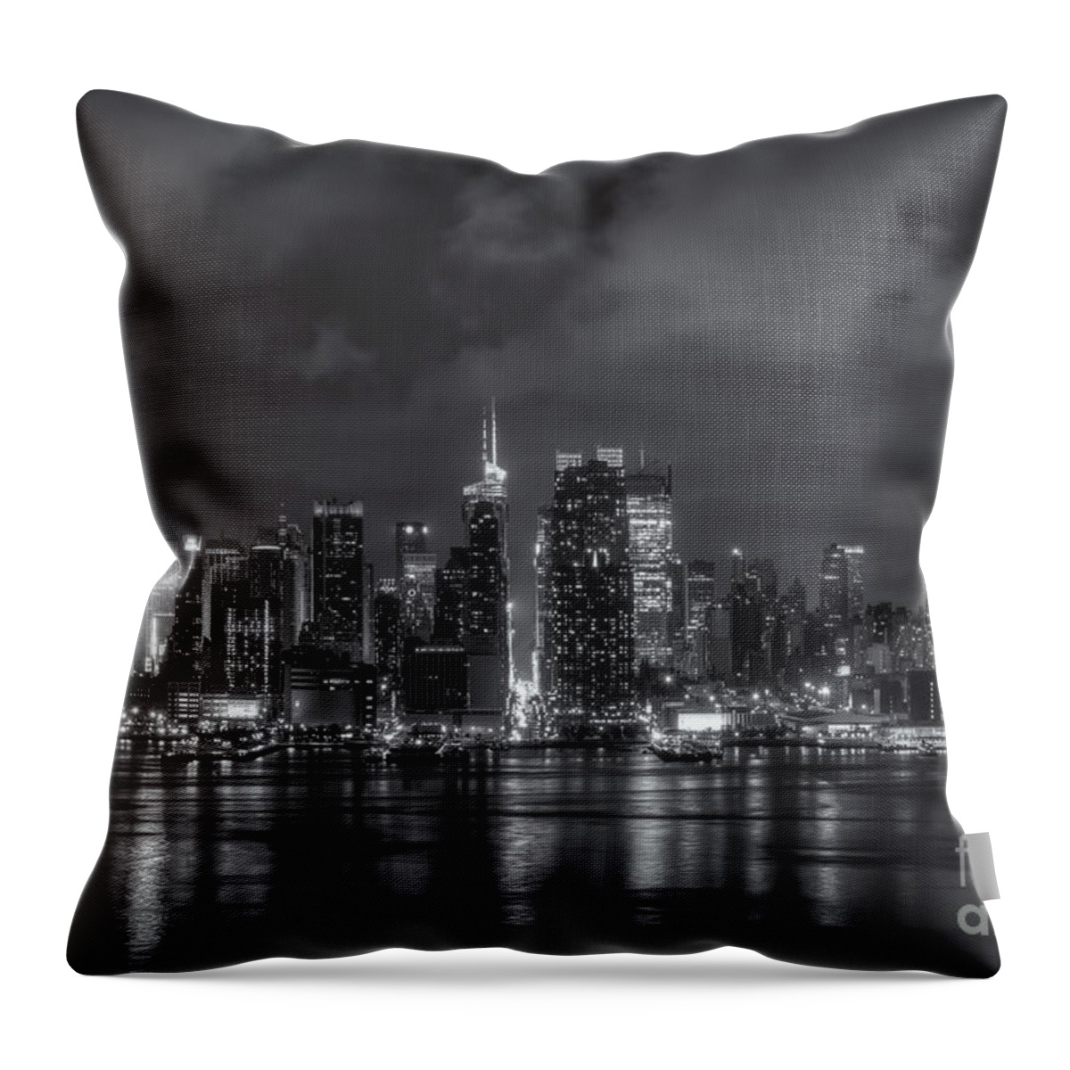 Clarence Holmes Throw Pillow featuring the photograph Storm Clouds Over New York City III by Clarence Holmes