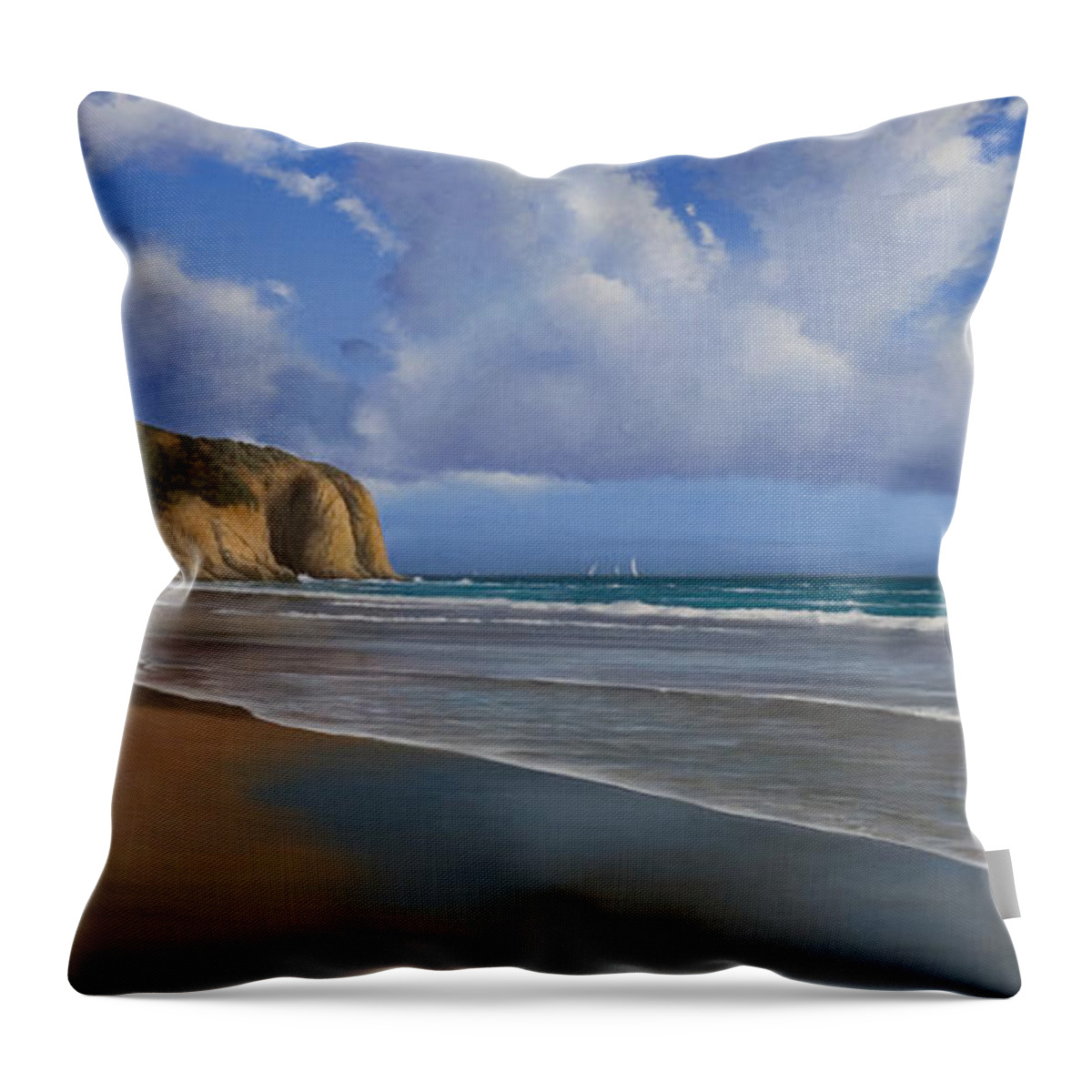 Strand Beach Throw Pillow featuring the painting Strands Beach Dana Point Painting by Cliff Wassmann