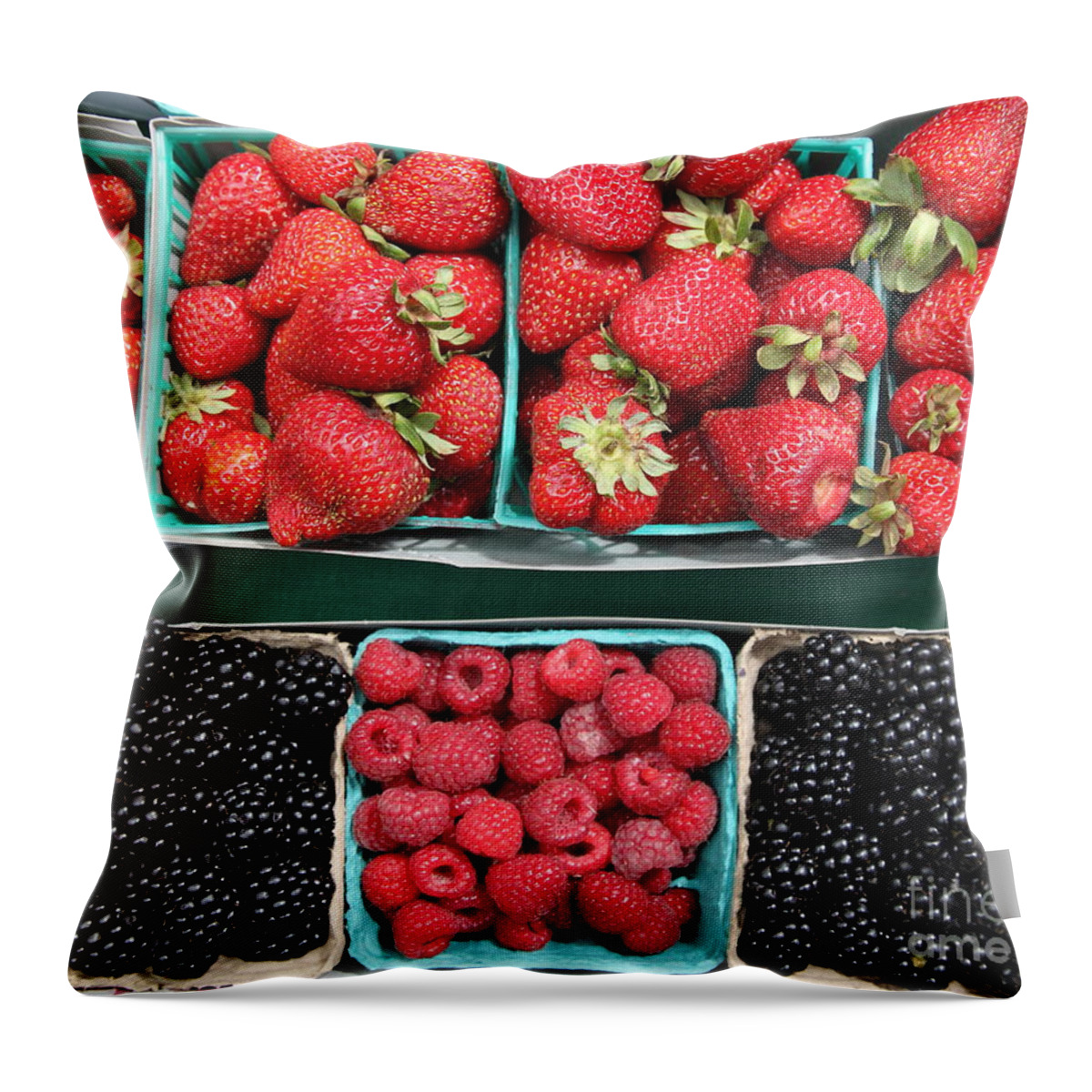 Strawberry Throw Pillow featuring the photograph Strawberries Blackberries Rasberries - 5D17809 by Wingsdomain Art and Photography
