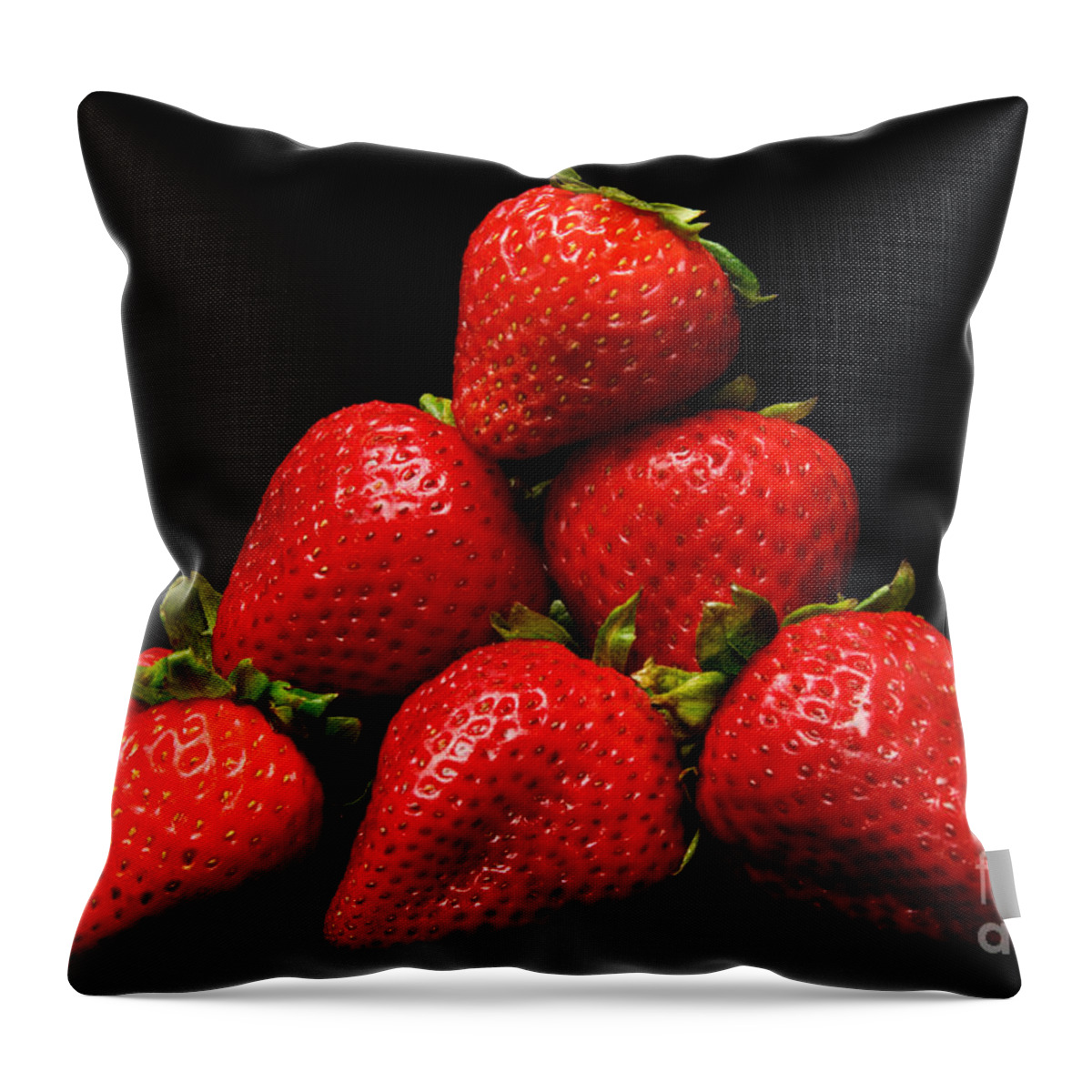 Strawberries On Velvet Throw Pillow featuring the photograph Strawberries On Velvet by Andee Design