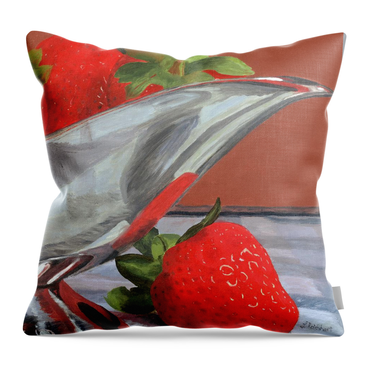 Strawberries Throw Pillow featuring the painting Strawberry Season by Lynne Reichhart