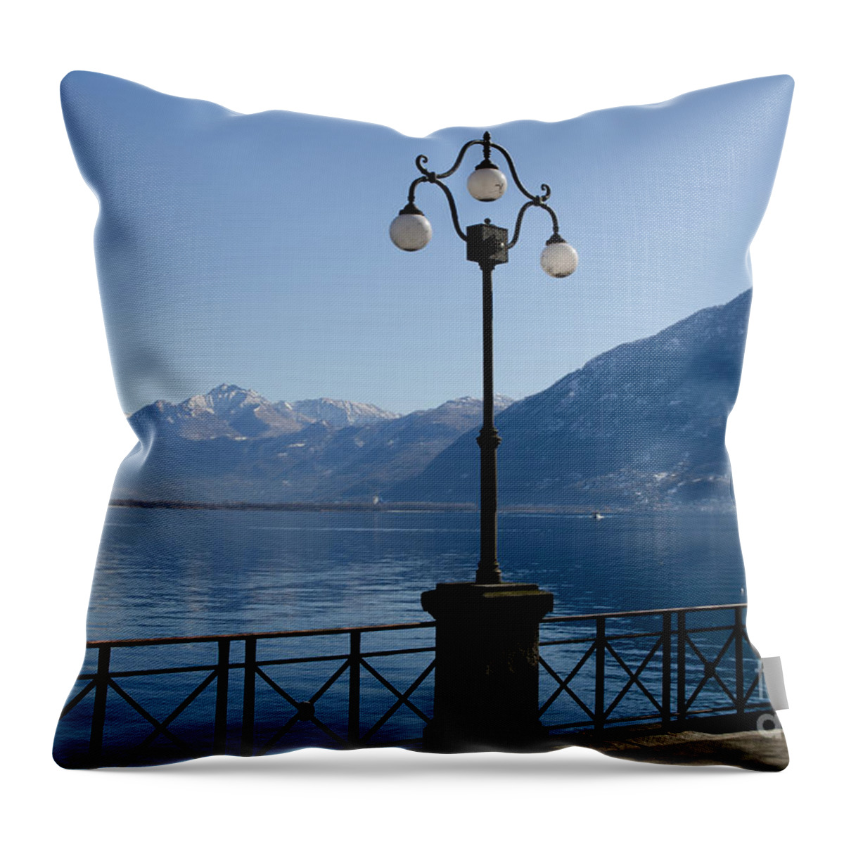 Street Lamp Throw Pillow featuring the photograph Street lamp on the lakefront by Mats Silvan